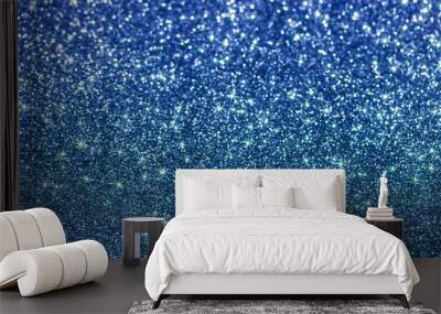 blue beautiful festive silver shiny background of bright sparks and shimmering stars and circles Wall mural