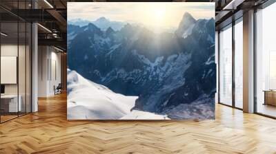 Panorama of Mont Blanc massif, mountain range in the Alps, France Wall mural