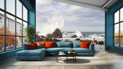 sea rock is breaking powerful wave Wall mural