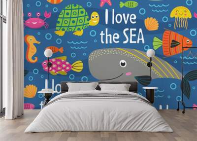 seamless pattern under the sea -  vector illustration, eps
 Wall mural