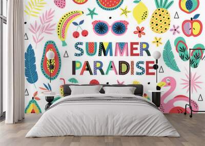 set of isolated elements of summer paradise  - vector illustration, eps Wall mural