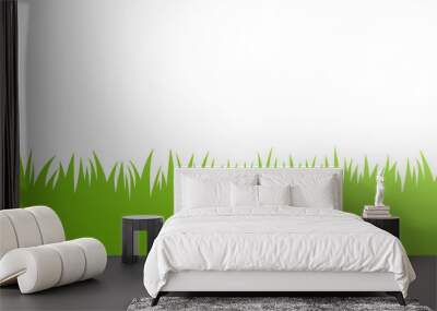 Vector green grass: natural, organic, bio, eco label and shape on white background Wall mural