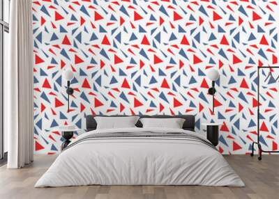 A seamless pattern with various colorful triangles is used. Geometric abstract pattern. Two color Wall mural