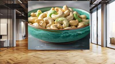 bowl of cashew nuts. close up cashew. AI Generated Wall mural