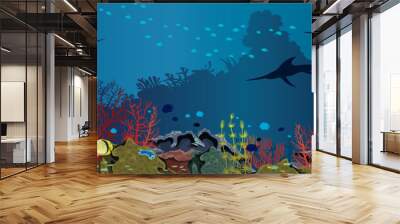 Underwater sea - Coral reef and fishes Wall mural