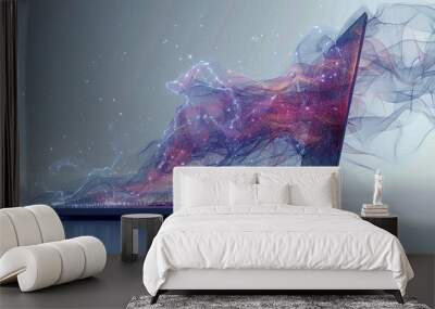 Laptop with dynamic waves. Wall mural