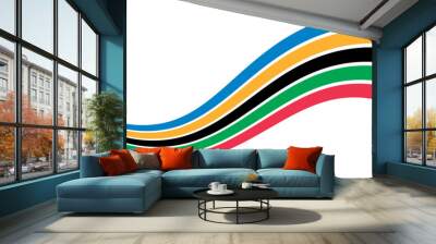 Abstract wavy stripes of Olympic games colors isolated on transparent background. Vector illustration Wall mural