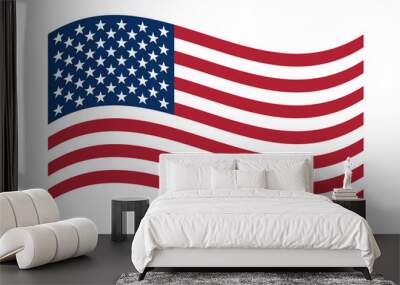 Wavy flag of the USA, isolated on transparent background. Vector illustration Wall mural