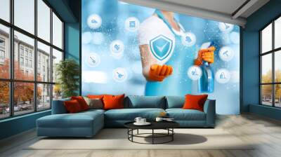 The concept of a guarantee of quality cleaning. Wall mural