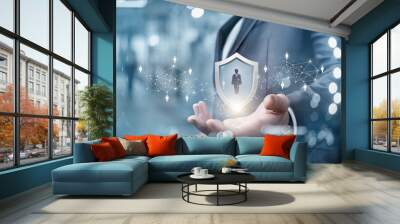 The concept of customer protection. Wall mural