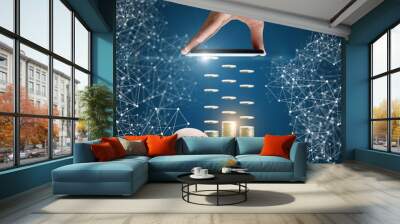 Transfer money from phone to hand. Wall mural