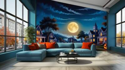 halloween night in the city Wall mural