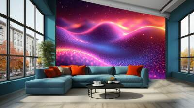 3d rendering digital wallpaper abstract neon backgroun3d with colorful wavy glowing lines an3d bokeh lights Wall mural