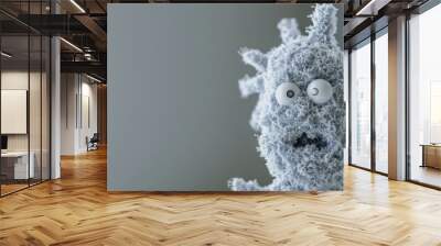 A 3D rendering of a cartoon virus with big eyes. AI. Wall mural