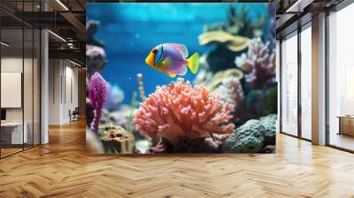 A fish that is swimming in a tank. Generative AI. Wall mural