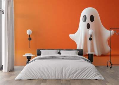 A ghost on the plain orange background Wall mural