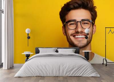 A handsome young man in glasses Wall mural