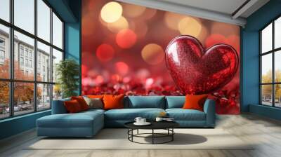 A red heart, Valentine's concept Wall mural