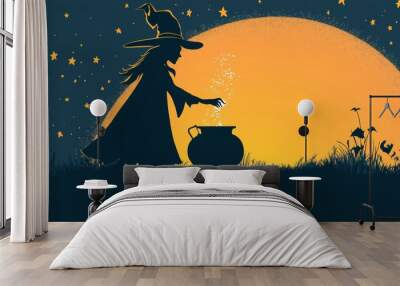 A witch with a cauldron Wall mural