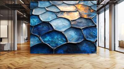 Abstract background of blue glass tiles Wall mural