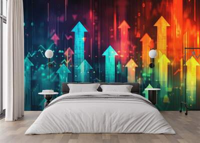 Abstract representation of stock market growth and investment Wall mural