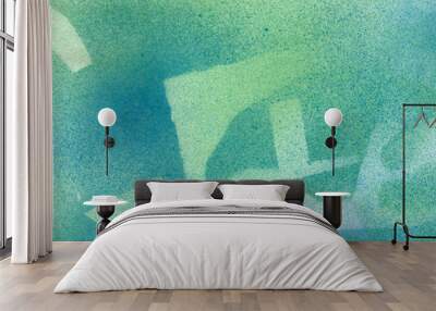 Abstract watercolor texture blurry spring blue green background Wall mural