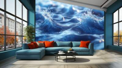 abstract wide backgroun with splashing blue water assorte liqui splash shapes Wall mural