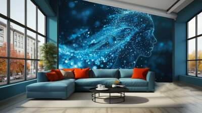 AI inspire wallpaper background with futuristic color and element blue white black color Wall mural