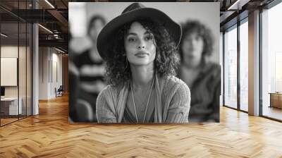 An image of a therapist leading a group session for survivors of domestic violence, offering strateg Wall mural