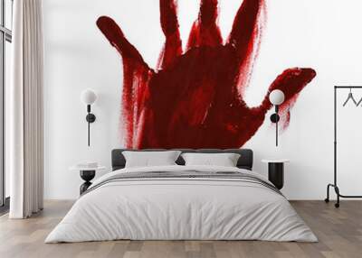 blood handprint with smudges for horror isolated on white background Wall mural