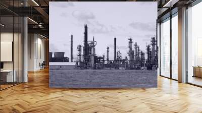 Oil refinery in sepia in Cheyenne, Wyoming, USA Wall mural