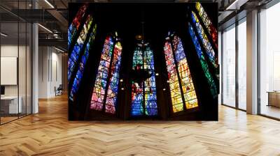 stained glass in saint etienne de metz cathedral, france Wall mural