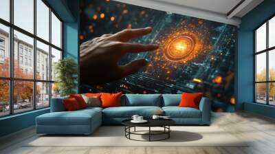 business technology internet and network concept virtual screen of the future and sees the inscription workflow Wall mural