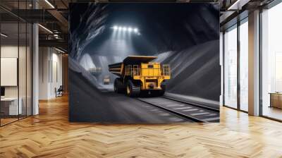 Coal mining. Large specialized transport transports coal from the mine Wall mural