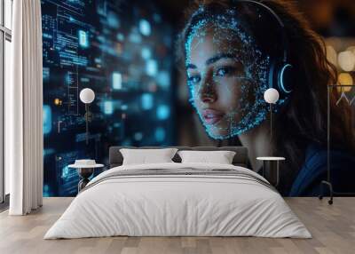 customer care center client business technology internet and network concept Wall mural