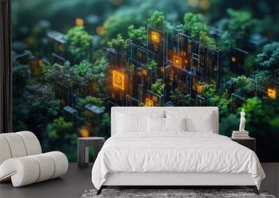 cyber security data protection business technology privacy concept cyber security analyst Wall mural