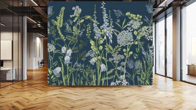 Drawn graphic illustration Botany. You will enjoy using these pattern in your interior project, mural, poster, fresco, wallpaper, home decor, card, textile, invivtation, packaging! Wall mural