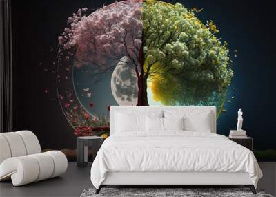 Fantasy world nature illustration generative ai Wall mural