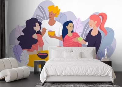 Friends Eating together Wall mural