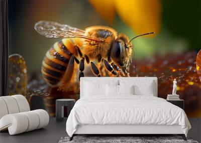 Futuristic bee in macro view. Gen Art Wall mural