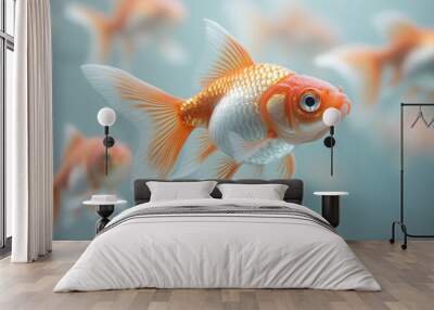 Goldfish on a white canvas, Wall mural