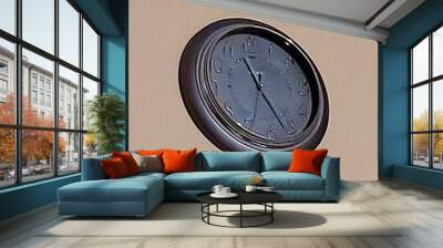 Gray round clock on a beige wall Wall mural