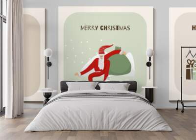 greeting; funny; joy; snowy; cute; gentle; penguin; warm wishes; cozy; santa; character; cartoon; background; best wishes; card; celebration; christmas; collection; december; decor; decoration; eve; f Wall mural