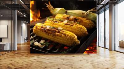 grilled corn on the cob with melting butter Wall mural