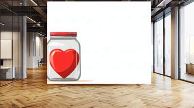 Heart in a jar, symbol of preserving love, flat design illustration Wall mural