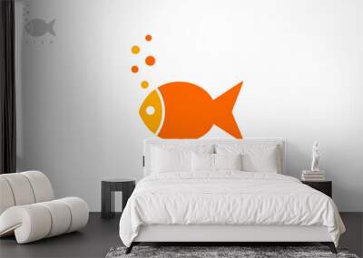 Fish logo. Underwater animals vector. Wall mural