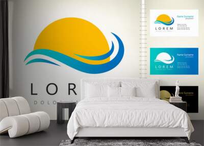 waves and sun vector symbol  Wall mural