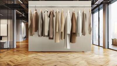 Image of a trendy autumn fashion collection with a minimalist touch.  Wall mural