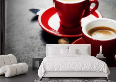 Coffee Espresso. Red Cups Of Coffee Wall mural