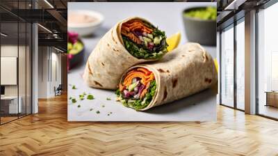 Vegan vegetable wraps, ready to eat, close up Wall mural